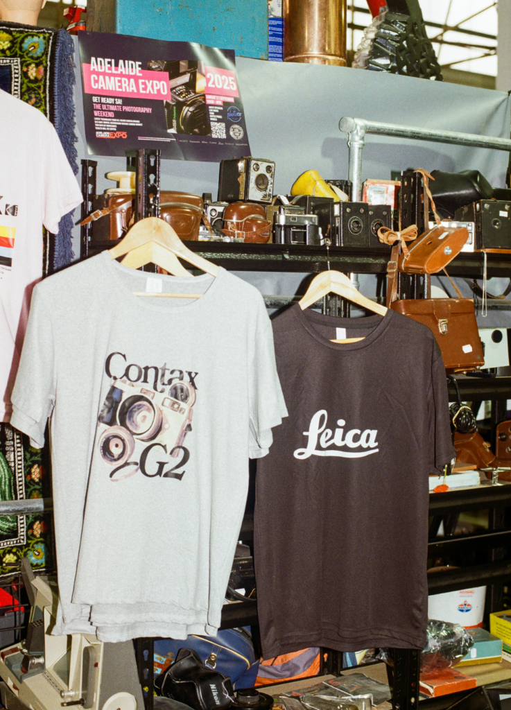 Vintage camera t-shirts and secondhand photography gear at Old Skool Optics Adelaide.