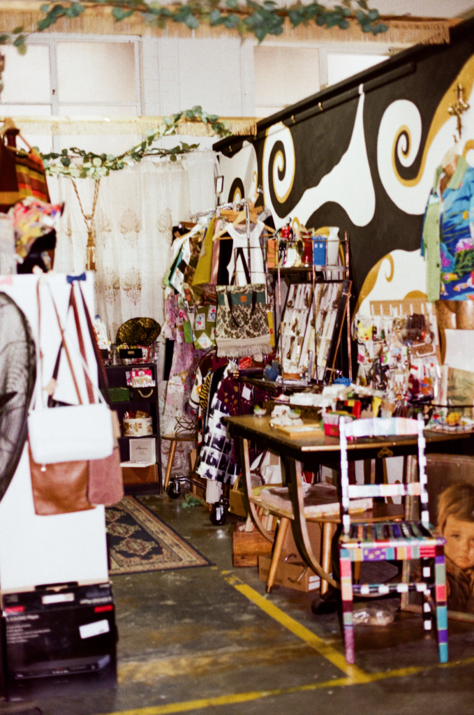 Pricilla’s Emporium stall with handmade bags, curios and upcycled homewares at My Dead Grandpa Adelaide.