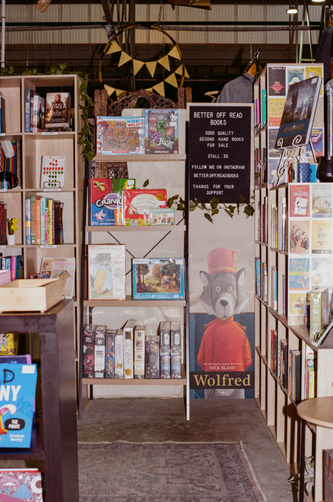 Better Off Read second hand book stall at My Dead Grandpa vintage warehouse Adelaide